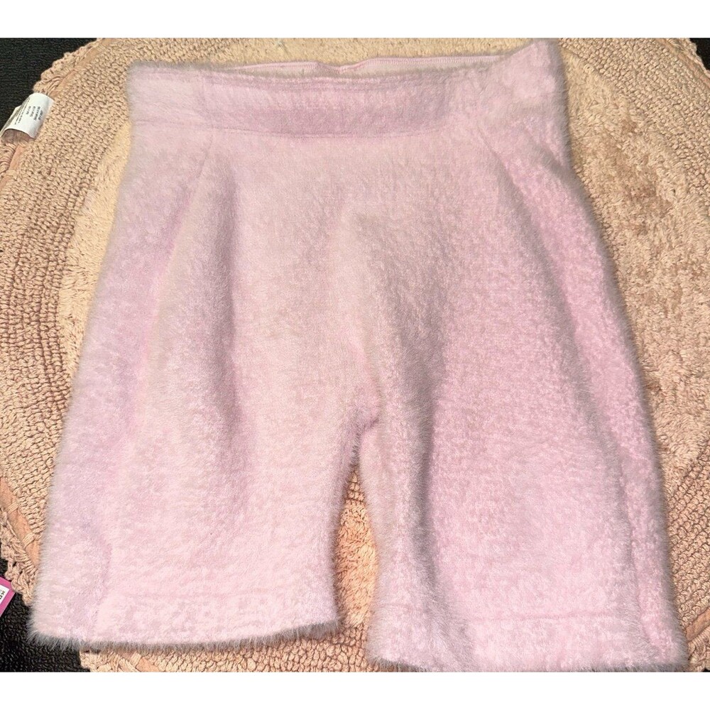 Whitney Simons pink fuzzy biker shorts